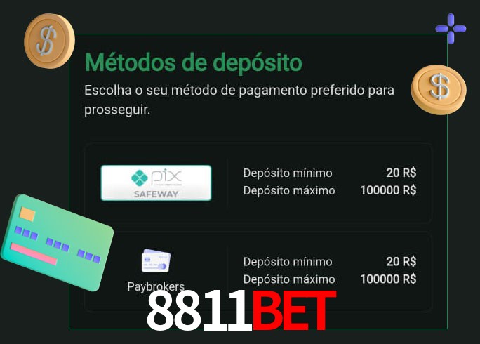 O cassino 8811Bet oferece uma grande variedade de métodos de pagamento